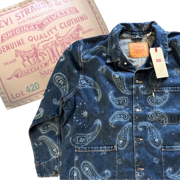 Levi’s X Snoop Dogg LOT 420 Paisley Denim Trucker Jacket Green Tab Unreleased - Picture 4 of 16
